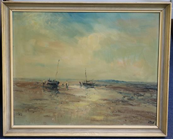 Jack Cox (1914-2007) Fishing boats at low tide, 15.5 x 19.5in.